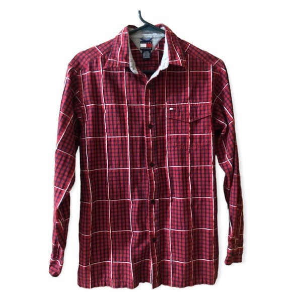 Tommy Hilfiger Size Lg  Red‎ Shirt Mens - Picture 1 of 5